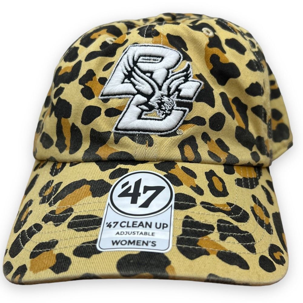 Boston College Eagles Hat Womens Adjustable Gold Leopard Cheetah '47 Clean Up